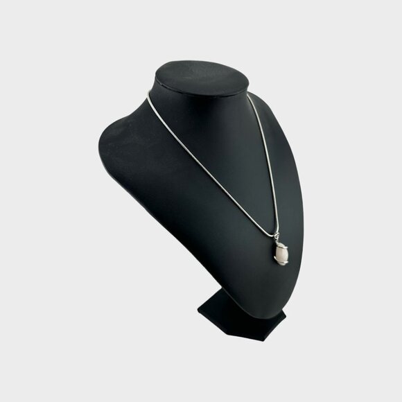 Silver Wrapped White Moonstone Necklace Silver CZ Heart Bail - Picture 5 of 10